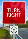 Turn right Sign with Clouds.