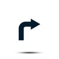 Turn Right Sign Icon Vector Logo Template. Arrow Pointer Flat Design Royalty Free Stock Photo