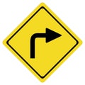 Turn right sign on white background. Royalty Free Stock Photo