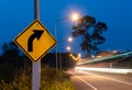 Turn right street sign and car moving lighting. Royalty Free Stock Photo