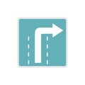 Turn right traffic sign icon, flat style Royalty Free Stock Photo