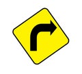 Turn right traffic sign isolated with white background. Royalty Free Stock Photo