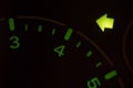 Turn signal icon on a car dashboard