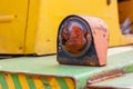 Turn signal indicator of a old forklift truck closeup Royalty Free Stock Photo