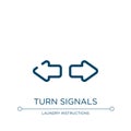 Turn signals icon. Linear vector illustration from car dashboard signals collection. Outline turn signals icon vector. Thin line