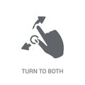 Turn to both directions gesture icon. Trendy Turn to both direct