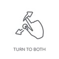 Turn to both directions gesture linear icon. Modern outline Turn