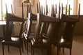 Turned chairs in restaurant