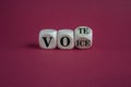 Turned cubes and changed the word voice to vote. Beautiful red background.
