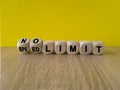 Turned dices and changes the expression speed limit to no limit (or vice versa). Beautiful wooden table