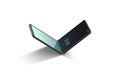 Turned on flexible chamshell phone display half folded mockup, isolated Royalty Free Stock Photo