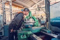 Turner for the machine, the machine operator controls the technological process of cutting and metal processing
