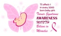 Turner Syndrome awareness month is celebrated ib February. Pink butterfly symbol vector on white background . Believe in miracles