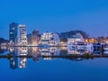 Luxury apartments at Nieuwe Kaai at twilight, Turnhout, Belgium Royalty Free Stock Photo