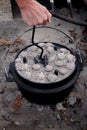 Turning a dutch oven lid