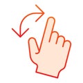 Turning gesture flat icon. Turn from left to right vector illustration isolated on white. Swipe gradient style design