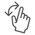 Turning gesture line icon. Turn from left to right vector illustration isolated on white. Swipe outline style design Royalty Free Stock Photo