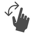 Turning gesture solid icon. Turn from left to right vector illustration isolated on white. Swipe glyph style design Royalty Free Stock Photo