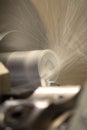 Turning lathe in action