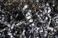 Turning and miling industry scrap of steel background,Small roughness sharpness,Steel scrap materials recycling Royalty Free Stock Photo