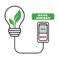 Turning off switch for energy saving. Save energy concept. Press electric button Royalty Free Stock Photo