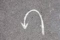 Turning sign on road. Turn back asphalt road texture background Royalty Free Stock Photo