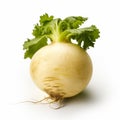 Isolated Turnip With Long Leaves On White Background Royalty Free Stock Photo