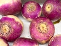 Turnips on display in local farmers food market Royalty Free Stock Photo