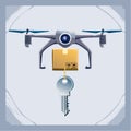 Turnkey Solution Drone Delivering a Key and Box Royalty Free Stock Photo