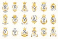 Turnkeys secrets emblems vector emblems big set, keys heraldic design elements collection, classic style heraldry symbols, antique