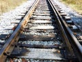 Turnout rail points on train track railroad at Big Moose