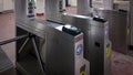 Turnstile at the subway entrance.