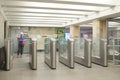 Turnstile at a railway vestibule