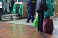 Turnstiles for checking baggage at the railway station