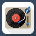 Turntable flat icon with long shadow Royalty Free Stock Photo