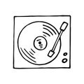 Turntable hand drawn in doodle style. , scandinavian, monochrome. single element for design card, sticker, poster, icon. music Royalty Free Stock Photo