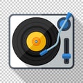 Turntable icon in flat style on transparent background Royalty Free Stock Photo