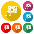 Turntable icon with long shadow Royalty Free Stock Photo