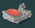 Turntable Illustration. Vector Graphic.