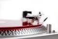 Turntable needle on a red plate Royalty Free Stock Photo