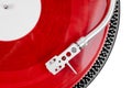 Turntable needle on a red plate Royalty Free Stock Photo