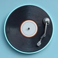Turntable With Neon Light On Blue Royalty Free Stock Photo