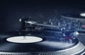Turntable playing music with hand drawn cross lines Royalty Free Stock Photo