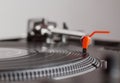 Turntable playing vinyl record with music Royalty Free Stock Photo