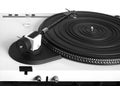 Turntable in silver case rear view isolated Royalty Free Stock Photo