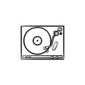 Turntable sound mixer hand drawn outline doodle icon. Royalty Free Stock Photo
