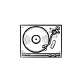 Turntable sound mixer hand drawn outline doodle icon. Royalty Free Stock Photo