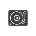 Turntable, vinyl disc player icon vector, filled flat sign, solid pictogram isolated on white. Royalty Free Stock Photo