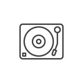 Turntable, vinyl disc player line icon, outline vector sign, linear style pictogram isolated on white. Royalty Free Stock Photo