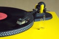 Turntable with vinyl record closeup Royalty Free Stock Photo